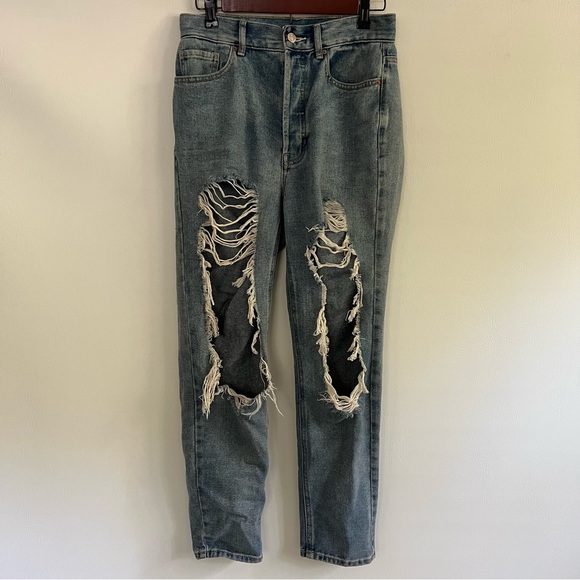 PacSun Ultra High Rise Slim Destroyed Denim Jeans - Picture 4 of 8